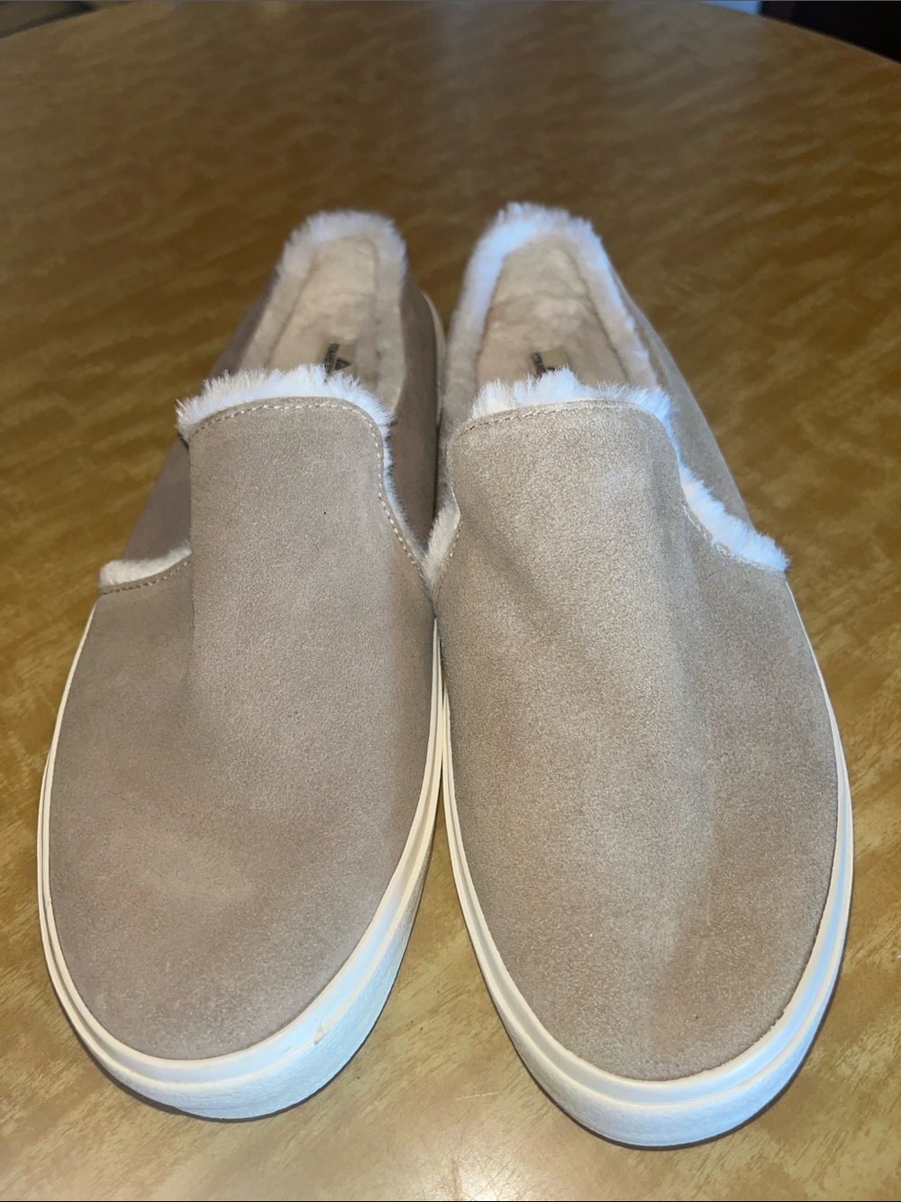 Staheekum Cozy Taupe Suede Slip-On Faux Fur Lined Mules Size 9